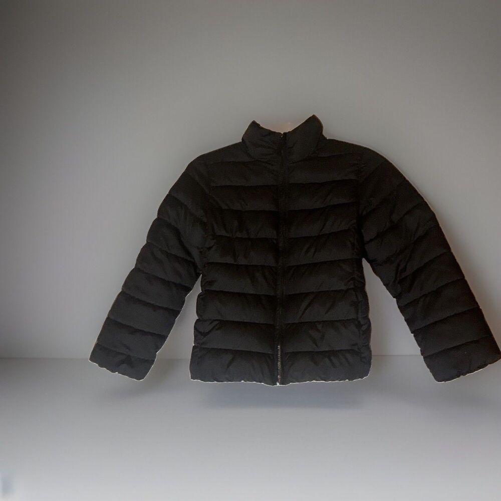 The Children's Place Girls M 7/8 Black Puffer Jacket Winter Coat Full Zip